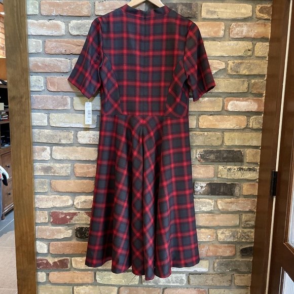 pendleton Plaid Wool MIDI Fit & Flare Dress Nwt 10 Red Olive Green - Picture 12 of 16